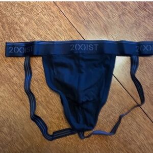 Black Large NEW 2(x)ist Jock Black w/striped waistband Jockstrap 2xist 2exist